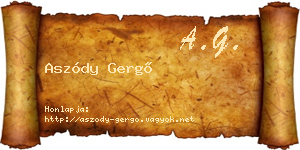 Aszódy Gergő névjegykártya